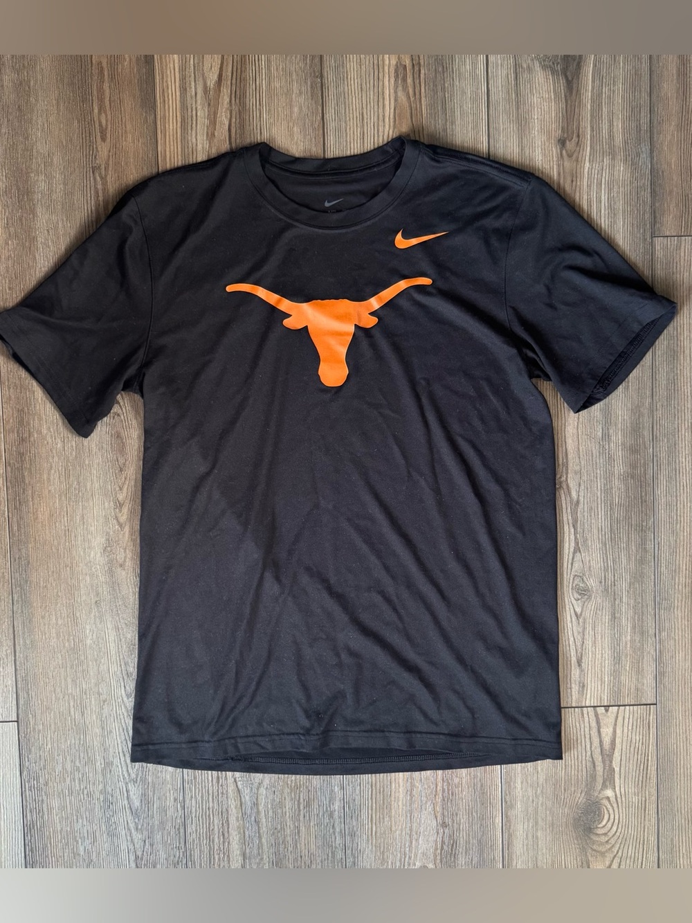 Nike Men's Black Tee with Orange Texas Longhorn and Swoosh